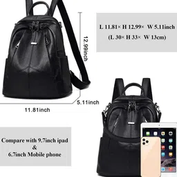 truearch Women Solid Medium Size Zip Pocket Non Padded Backpack image 4