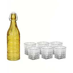 1ST TIME Yellow & Transparent Glass Solid Water Bottle-picture-32