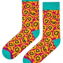Dynamocks Unisex Smiley Printed Calf Length Socks image 4