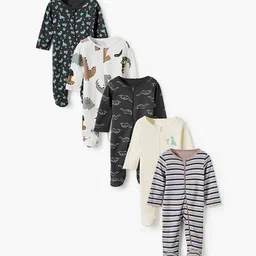 Juniors by Babyshop Boys Pack of 5 Printed Cotton Sleepsuit-picture-14