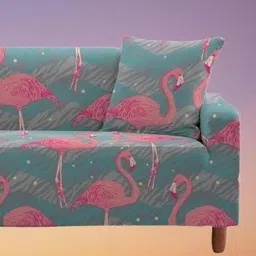 HOUSE OF QUIRK Grey & Pink Solid Three Seater Sofa Cover With Arms image 5