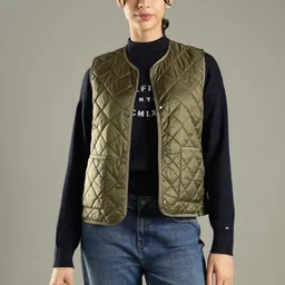 Tommy Hilfiger Women Collarless Self Design Lightweight Quilted Jacket-picture-39