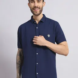 SANDPIPER Men Comfort Fit Textured Spread Collar Casual Shirt-image-5