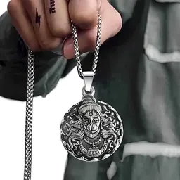 J.S ENTERPRISES Teeragaj Unisex Hanuman Ji Pendant with Chain image 2