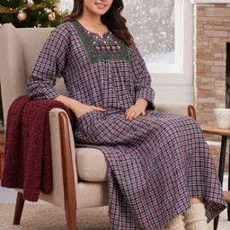 MAYA PRINT Checked Maxi Nightdress-picture-25