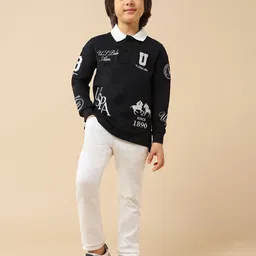 U.S. Polo Assn. Kids Boys Typography Printed Polo Collar Cotton T-shirt image 5