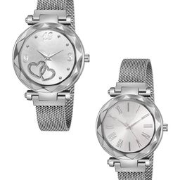 CSAMON Women Pack Of 2 Round Dial Analogue Watch GR_103_Silver_Roman_Silver Maganet-picture-22
