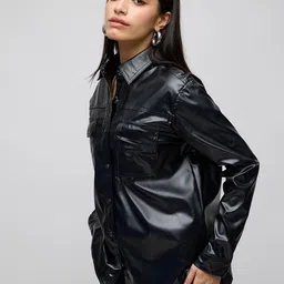 FREAKINS Women Camouflage Leather Leather Jacket image 5