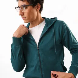 Dennis Lingo Men Solid Hooded Front-Open Long Sleeves Sweatshirt image 3