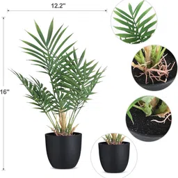 Dekorly Set Of 2 Green Plastic Artificial Flowers & Plants With Pot image 2