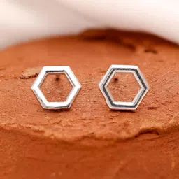 AMONROO 925 Sterling Silver Rhodium-Plated Geometric Studs-image-49