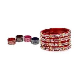 SOMIL Set Of 20 Artificial Stones Studded Ethnic Bangles-image-22