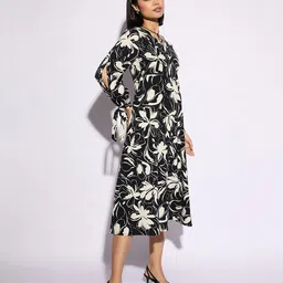 CORSICA Floral Print Tie-Up Sleeve A-Line Midi Dress image 5