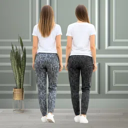 tthe dreams Pack of 2 Women Printed Grey, Black Track Pants image 2