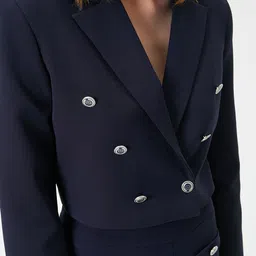 Koton Notched Lapel Long Sleeves Double-Breasted Crop Blazer image 5