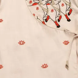 Tiber Taber Boys Cream-Coloured & Cream-Coloured Embroidered Kurta with Dhoti Pants image 2