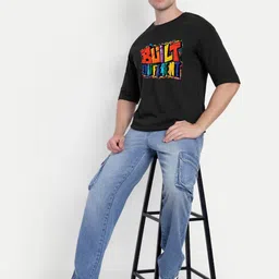 BENNY BROOKS Men Typography Printed Round Neck Cotton Oversized T-shirt image 3