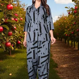 Moda Rapido Women Crepe Printed Co-Ords Set-image-34