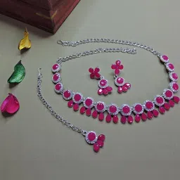 VATSALYA creation Alloy Ruby Red Jewellery Set-picture-12
