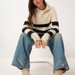 Happiness istanbul Women Striped Pullover image 3