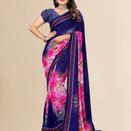 Moda Rapido Floral Poly Georgette Saree image 1