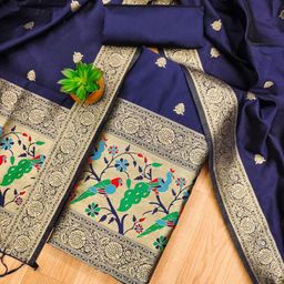 LeeliPeeri Designer Floral Woven Design Zari Banarasi Silk Unstitched Dress Material-picture-15