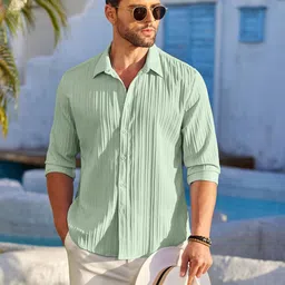 Deelmo Men Graphic Printed Mandarin Collar Cotton Casual Shirt-image-37