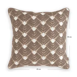 Pure Home and Living Beige & White Dori Embroidered Cotton Square Cushion Covers image 4