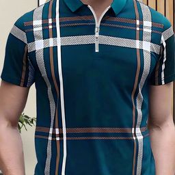 THE BEETEL HOUSE Checked Polo Collar Extended Sleeves T-shirt-image-25