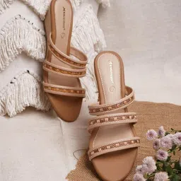 Kneetoes Women Gemglow Beige Embellished Wedge Sandals-picture-12