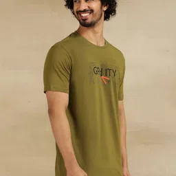 JADE BLUE Men Typography Printed Round Neck Cotton Slim Fit T-shirt image 3