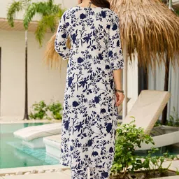 KALINI Women Floral Printed Regular Kurta with Trousers & Dupatta image 4