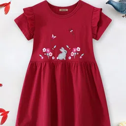 INCLUD Girls Embroidered Short Sleeves Fit And Flared Dress-picture-36