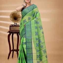 PuJoy Woven Design Pure Cotton Taant Saree-picture-31