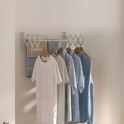 RUBOXA Silver-Toned Wall Mounted Foldable Steel Rods Cloth Drying Stand-picture-12
