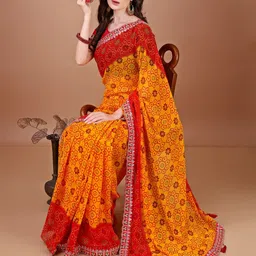 DIVASTRI Bandhani Poly Georgette Designer Bandhani Saree image 2