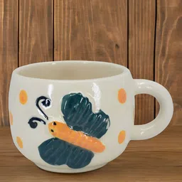 The Decor Lane White & Blue Printed Ceramic Mug-350 ml-image-77