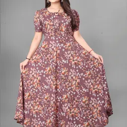 QENA Floral Print Puff Sleeve A-Line Maxi Dress-picture-37
