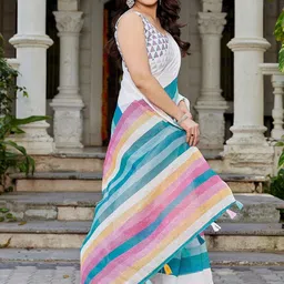 priyashi Striped Silk Blend Handloom Chanderi Saree image 2