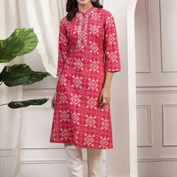 Nayam By Lakshita Ethnic Motifs Printed Chanderi Cotton Straight Kurta-picture-34