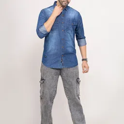 D Finish Men Smart Faded Faded Casual Shirt image 3