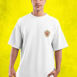 BUYTHATTRENDZ Graphic Printed Drop-Shoulder Sleeves Cotton Oversized T-shirt image 2