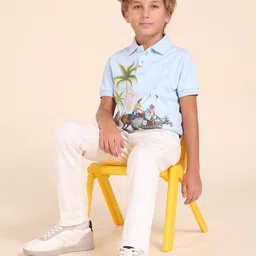 U.S. Polo Assn. Kids Boys Tropical Printed Polo Collar Pure Cotton T-shirt image 5