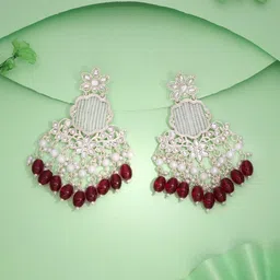 DIVASTRI Gold-Plated Brass Artificial Beads Drop Earrings image 3