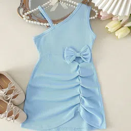 YK Girls Printed Fit & Flare Dress With Bow Detail-picture-14