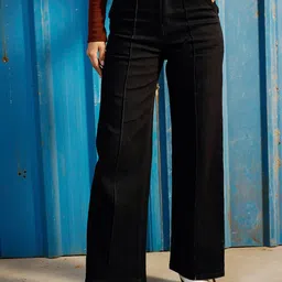 CORSICA Women Mid-Rise Stretchable Wide Leg Jeans-image-1