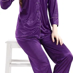av2 Women Shirt & Pyjama set Purple Solid image 2