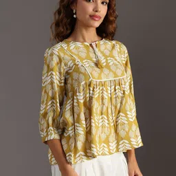 LIMEROAD Floral Printed Mandarin Collar Short Kurt image 2