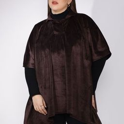 LetsDressUp Women Coffee Suede Poncho-picture-33