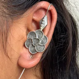 THE NAKHRA STORE Floral Shaped Oxidized Ear Cuff-picture-15